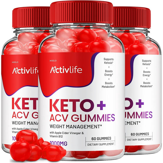 (3 Pack) Activlife Keto ACV Gummies Advanced Weight Loss, Activlife Keto Gummies Apple Cider Vinegar Vitamin Supplement 1000MG Active Life Max Formula, Activelife Keto+ACV Gummies (180 Gummies)